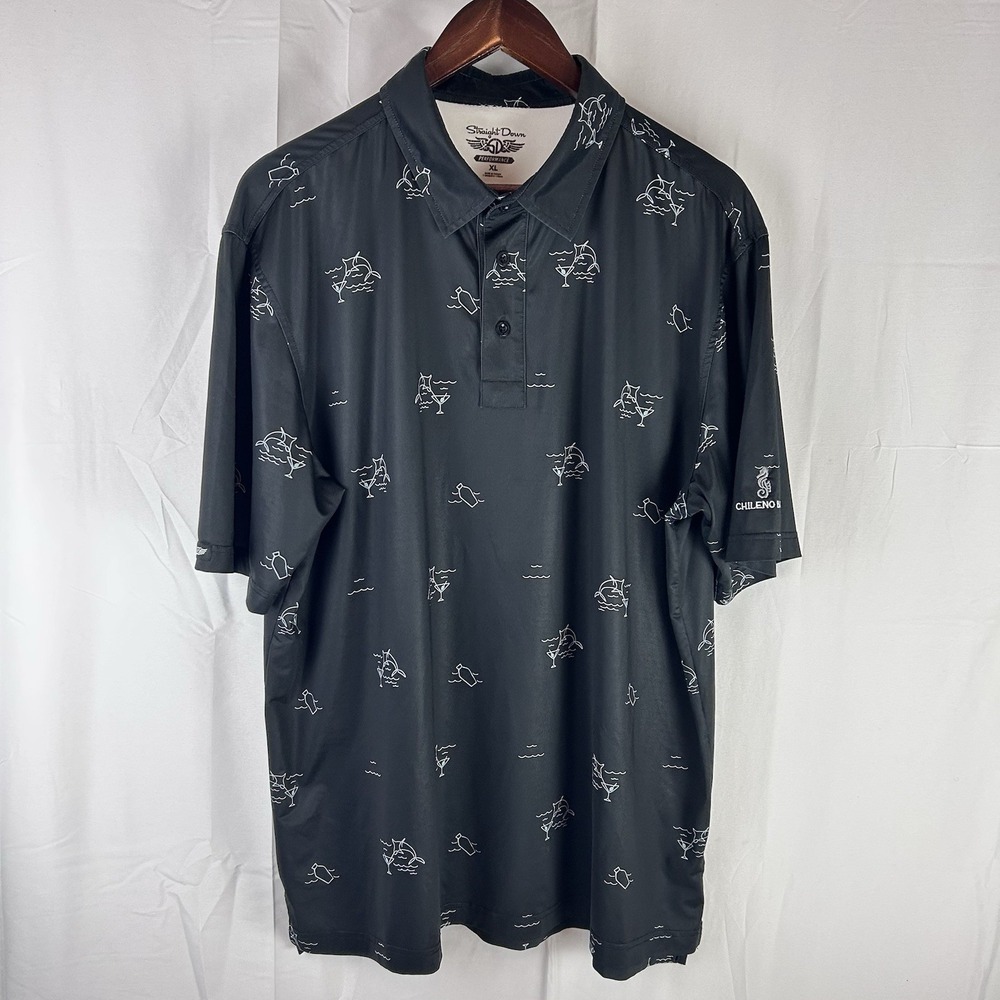 Straight Down Shirt Mens XL Marlin Martini Performance Golf Golfer Chileno Bay
